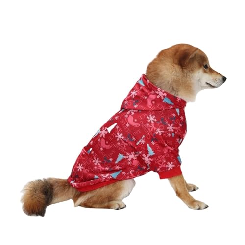 Weihnachtspullover für Hunde, festlicher Haustierpullover mit Schneeflocken- und Baum-Design, warm, gemütlich, Winter-Kapuzenpullover für kleine, mittelgroße und große Hunde (Weihnachtsserie, M) von CHUANYGU