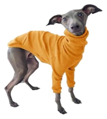 Windhund-Hundemantel, hoher Halsausschnitt, Stretch-Rollkragenjacke für Whippets und italienische Windhunde, warmer zweibeiniger Winterpyjama (Gelb, L) von CHUANYGU