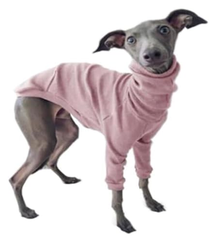 Windhund-Hundemantel, hoher Halsausschnitt, Stretch-Rollkragenjacke für Whippets und italienische Windhunde, warmer zweibeiniger Winterpyjama (Rosa, M) von CHUANYGU