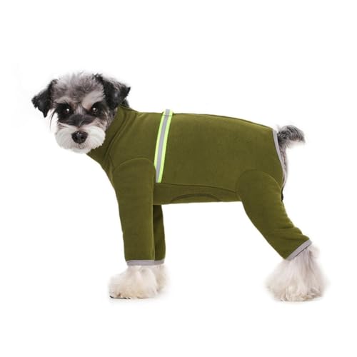 Wintermantel für kleine Hunde, Fleece, hoher Kragen, warme Welpenkleidung mit Reißverschluss, reflektierende Streifen für kaltes Wetter (Grün, M) von CHUANYGU