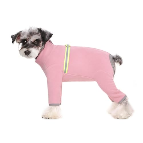 Wintermantel für kleine Hunde, Fleece, hoher Kragen, warme Welpenkleidung mit Reißverschluss, reflektierende Streifen für kaltes Wetter (Rosa, XL) von CHUANYGU