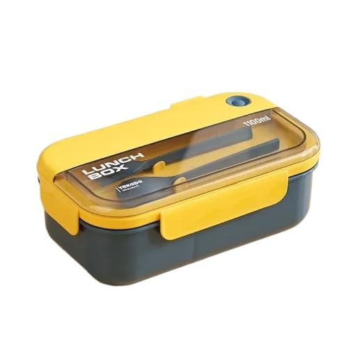 CHUDANN Lunchbox aus Kunststoff for Mikrowellenherde, tragbare, versiegelte Bento-Box, mit Löffelgabel, for Erwachsene studentische Büroangestellte (Color : 1.1L Rectangle Blue) von CHUDANN