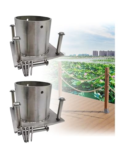 Pfostensockel, Zaunpfosten-Stützhalterungen for Pergola, runder Säulensockel, runder Schuhsockel for Terrassen, verwandelt sofort Hand- und Treppengeländerfüße, 2er-Set(Dia 70mm(2.76in)) von CHUDOU