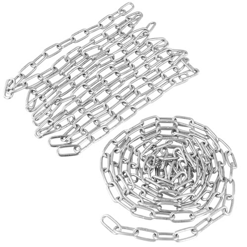 CHUENHEI 2 Stück 4mm Edelstahlkette 2m lang, Stahlkette Meterware Metallkette, Geschweißte Gliederkette, Rundstahlkette für Hängesessel, Schaukel, Ankerkette, 200kg Tragfähigkeit von CHUENHEI
