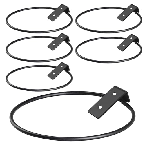CHUENHEI 6 Stück Faltbar Blumentopfhalter Wand Metall 20 cm, Schwarz Blumentopf Wandhalterung Ring, Wand Blumentopfhalter Wandmontage für Blumentöpfe, Garten, Balkon von CHUENHEI