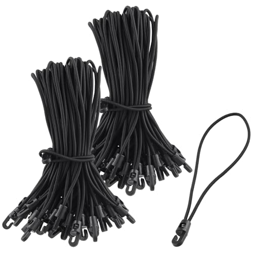 CHUIFAI 100 Stück 25cm Spanngummi mit Haken Schwarz, Gummispanner mit Haken, Expander mit Haken, Gepäckspanner Planenspanner für Anhängerplane, Camping Planen, Max. Belastung 20kg von CHUIFAI