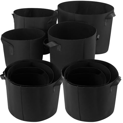 CHUIFAI 12 Stück Stofftopf Pflanzsack aus Vliesstoff, 37L 27L 20L 11L Stofftöpfe Set Verschiedene Größen, Gartenpflanze Pflanzbeutel Grow Töpfe für Kartoffeln, Tomaten, Gemüse, Kräuter von CHUIFAI