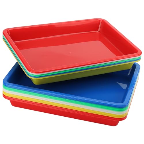 CHUIFAI 15 Stück Kunststoff Tablett Rechteckig, 28 x 21,5 x 3 cm Aktivitäts Tabletts in 5 Farben, Kunststoff Serviertablett Plastik Tablett zum Basteln von CHUIFAI