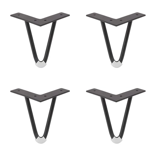 CHUIFAI 4 Stück 15cm Hairpin Legs Schwarz, Metall Möbelfüße Haarnadel Tischbeine, DIY Möbelbeine Hairpin Tischbeine Möbelfüsse für Schrank, Hocker, Nachttisch, Sofa Füße, Tischfüß von CHUIFAI