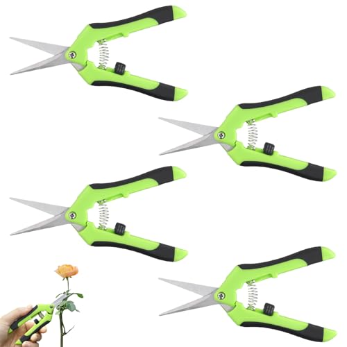 CHUIFAI 4 Stück Hand Gartenschere Ernteschere, Trimmschere Pflanzenschere mit Verriegelungsgriff, Rostfreier Stahl Klingen Blumenschere für Schnittblumen, Pflanzen, Früchte von CHUIFAI
