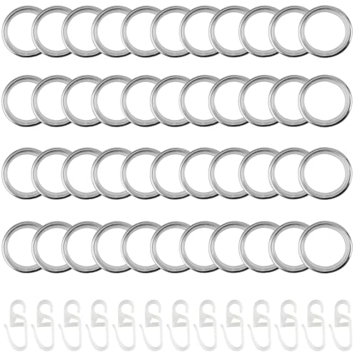 CHUIFAI 40 Stück 30mm Metall Gardinenringe mit Haken, 40 Vorhang Hängend Ringe + 40 Kunststoff Gardinenhaken, Vorhangringe Silber, Gardinenringe mit Clips für Duschvorhänge Fenstervorhänge von CHUIFAI