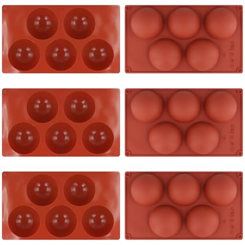 CHUIFAI 6 Stück Halbkugel Silikonform, 5 Löcher Silikonform Kugel Schokoladenformen Silikon Backformen Halbkugel für Eisbomben, Mini Teacake, Fondant, Bonbons CHUIFAI 6 Stück Halbkugel Silikonform, 5 Löcher Silikonform Kugel Schokoladenformen Silikon Backformen Halbkugel für Eisbomben, Mini Teacake, Fondant, Bonbons von CHUIFAI