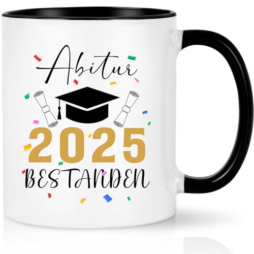 CHUIN DRUCK Abitur Geschenk Tasse Lustige Abi Geschenke zum Abitur 2025 Geschenk zur bestandenen Prüfung Kaffeetasse Abschlussgeschenk für Abiturient & Abiturientin zum Abschluss, 320ml Schwarz von CHUIN DRUCK