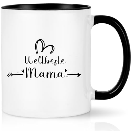 CHUIN DRUCK Kaffeetasse Geschenke für Mama zum Geburtstag Muttersgeschenk Tasse Weltbeste Mama Geschenkidee Tasse Geschenk Weihnachtsgeschenke, 320ml Schwarz von CHUIN DRUCK