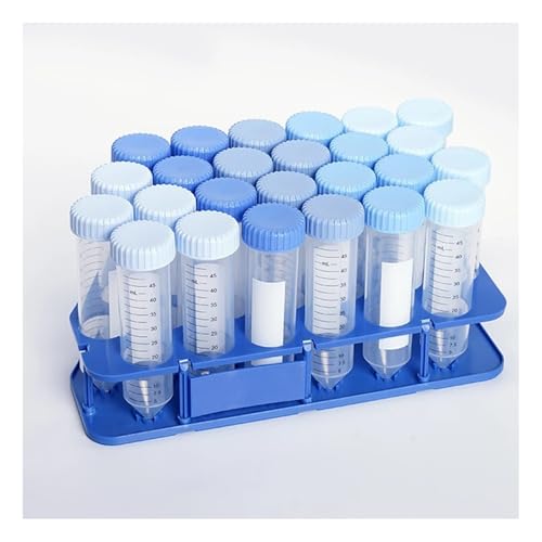 1 Rack (25 Tubes) 50ml konisches Zentrifugenröhrchen PP mit PP-Racks(Blue set) von CHUIXISH