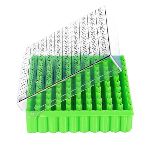 1 Stück Tubenbox Aufbewahrungstube Box Probenbox Flip Tube Box 25 81 100 Zellen 0,5ml 1,5ml 1,8ml 2ml 5ml(2ml-100holes-G) von CHUIXISH