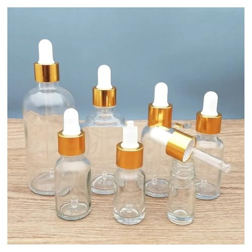 10 stücke 5 ml Bis 100 ml Klarglas Tropfflasche Mit Goldenen Schraubverschluss Ätherisches Mit Pipette Flaschen(30ml) von CHUIXISH