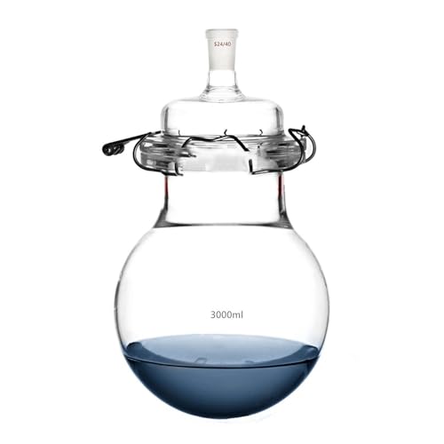 24/40 Glasreaktor, einzelne Reaktion mit rundem Boden, mit Einhalsdeckel und Stahlklammer(3000ml) von CHUIXISH