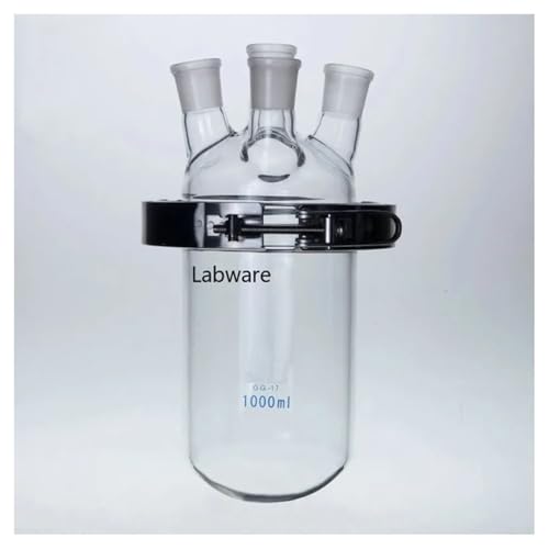 500 ml/1000 ml/2000 ml Boro. Glas 4-Hals-Glas B-förmiger Kolbenreaktor mit Edelstahlklemme(2000ml 29x24x3) von CHUIXISH
