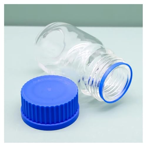 GL45 Reagenzflasche mit blauer Kappe, transparent, braun, Borosilikatglas, Experimentierflasche mit Schraubverschluss, Schraubflasche(100ml white) von CHUIXISH