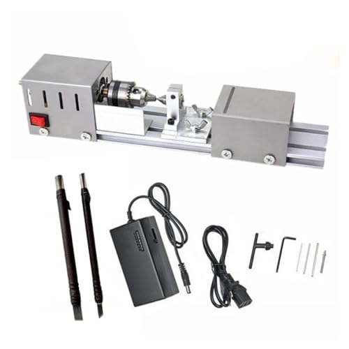 Verbesserte Mini-Drehmaschine Perlen Polierer Maschine Bearbeitung for Tisch Holzbearbeitung Werkzeug Drehmaschine Standard-Set 12V-24V 96W(Basic T2) von CHUIXISH