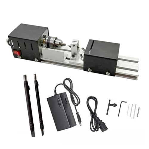 Verbesserte Mini-Drehmaschine Perlen Polierer Maschine Bearbeitung for Tisch Holzbearbeitung Werkzeug Drehmaschine Standard-Set 12V-24V 96W(Basic T3) von CHUIXISH