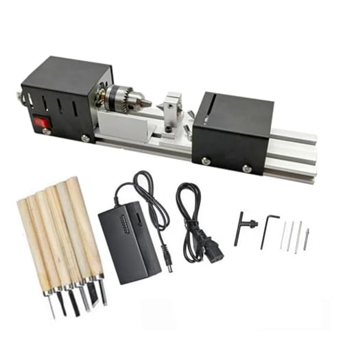 Verbesserte Mini-Drehmaschine Perlen Polierer Maschine Bearbeitung for Tisch Holzbearbeitung Werkzeug Drehmaschine Standard-Set 12V-24V 96W(Basic T4) von CHUIXISH
