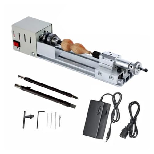 Verbesserte Mini-Drehmaschine Perlen Polierer Maschine Bearbeitung for Tisch Holzbearbeitung Werkzeug Drehmaschine Standard-Set 12V-24V 96W(Upgraded T2) von CHUIXISH