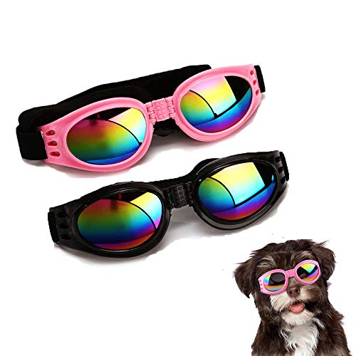 CHULAI Stilvolle Haustierbrille für Hunde, wasserdicht, winddicht, UV-Schutz, Sonnenbrille, 2 Stück von CHULAI