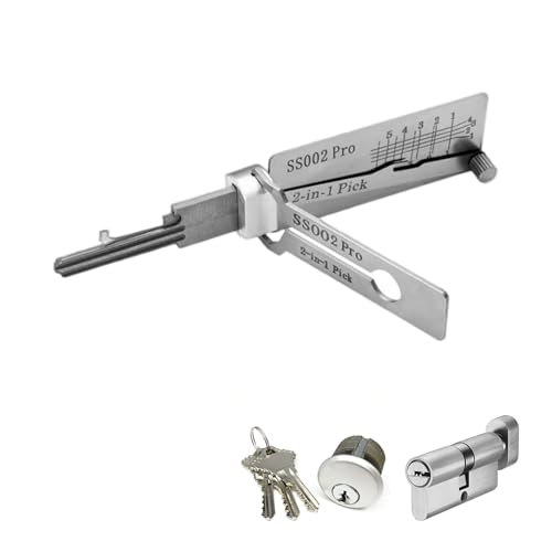 2 in 1 Edelstahl Master Key Decoder, SS002 Pro Lo ck Picking Tool, Master K ey Decoder Lo-ck Picking Tool, LiShi L ock Pick, Edelstahl Ke y Decoder Kit, Schlosser Werkzeuge Professionelles Set von CHUMHU