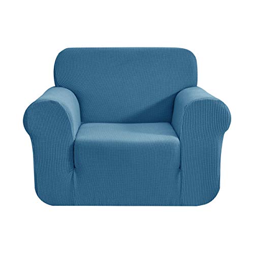 CHUN YI 1 Stück Jacquard Sofabezug Stretch Stoff Sofabezug Möbelschutz für Stuhl, 1-Sitzer Sofa Schonbezug für Wohnzimmer, Karos Durable Spandex Stoff (Stuhl, Denim Blau) von CHUN YI