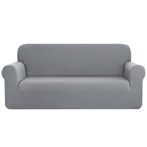 CHUN YI 1 Stück Rhombus Sofabezug Stretch Stoff Sofabezug Möbelschutz für Loveseat, 2-Sitzer Sofa Schonbezug für Wohnzimmer, Polyester Durable Spandex Stoff (Loveseat, Hellgrau) von CHUN YI