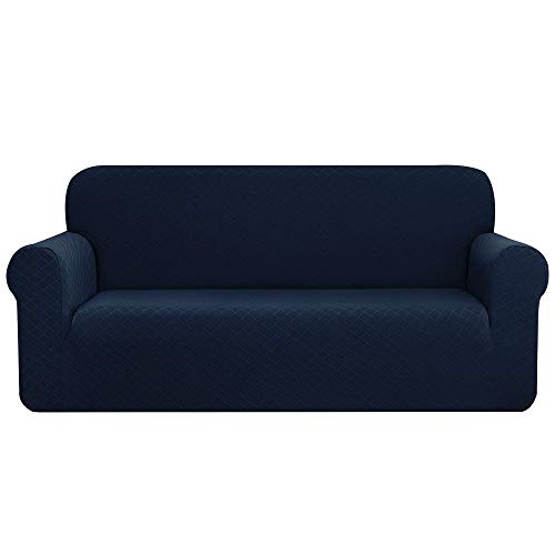 CHUN YI 1 Stück Rhombus Sofabezug Stretch Stoff Sofabezug Möbelschutz für Oversize Sofa 4 Sitzer Sofa Schonbezug für Wohnzimmer (XL Sofa, dunkelblau) von CHUN YI