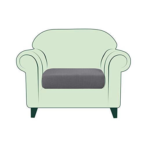 CHUN YI 1-Stück Sofa Kissenbezüge Stretch Sitzkissenschutz Elastischer Husse Überzug für Sofa Sitzkissen rutschfest Stoff Möbelschutz(1-Sitzer,Hellgrau) von CHUN YI