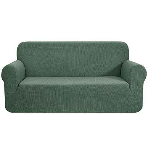 CHUN YI 1 x elastischer Sofabezug für 4-Sitzer, rutschfest, verstellbar, Sofabezug aus Jacquard Polyester und Spandex (4-Sitzer, Olivgrün) von CHUN YI