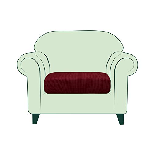 CHUN YI 1-Stück Sofa Kissenbezüge Stretch Sitzkissenschutz Elastischer Husse Überzug für Sofa Sitzkissen rutschfest Stoff Möbelschutz(1-Sitzer,Weinrot) von CHUN YI