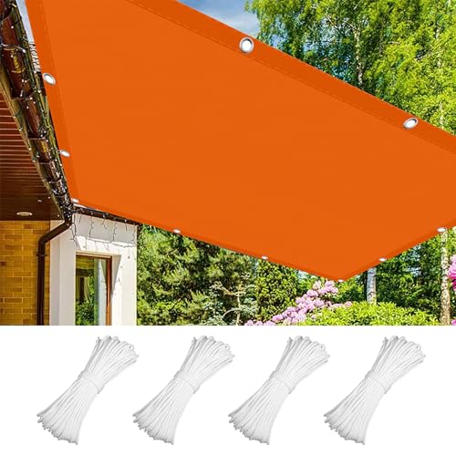 Sichtschutz mit Ösen 3.6 x 8 m Wasserdicht Polyester Reißfest Anpassbare Größe Wasserdicht Sonnensegel Sichtschutz Winddicht Leicht Und Haltbarkeit für Garten Terrasse, Orange von CHUNRONG