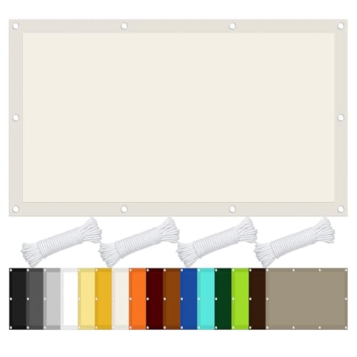 Sonnensegel Balkon 100 x 140 cm Wasserdicht 98% UV Schutz Sun Segel Sonnensegel Rechter Winkel mit Kostenlosem Seil für Patio Balkon Terrasse Camping, cremefarben von CHUNRONG