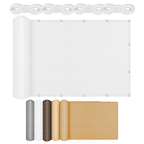 Sonnensegel Balkon 100 x 270 cm Rechteckig Atmungsaktiv 98% UV Schutz Schattenspender Schattensegel Vielen Größen mit Spannseilen für Garten Terrasse, Weiß Sonnensegel Balkon 100 x 270 cm Rechteckig Atmungsaktiv 98% UV Schutz Schattenspender Schattensegel Vielen Größen mit Spannseilen für Garten Terrasse, Weiß von CHUNRONG