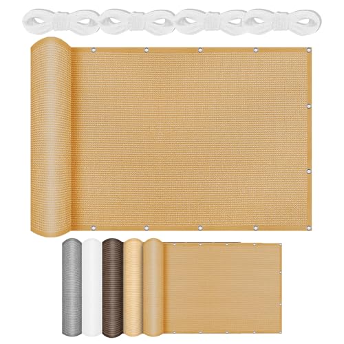 Sonnensegel Balkon 130 x 285 cm Rechteckig Atmungsaktiv 98% UV Schutz Schattenspender Schattensegel Vielen Größen mit Spannseilen für Garten Terrasse, Sandgelb Sonnensegel Balkon 130 x 285 cm Rechteckig Atmungsaktiv 98% UV Schutz Schattenspender Schattensegel Vielen Größen mit Spannseilen für Garten Terrasse, Sandgelb von CHUNRONG