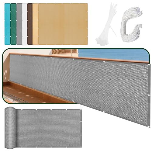 Sonnensegel Rechteckig Atmungsaktiv 360 x 540 cm Rechteckig Atmungsaktiv Sonnenschutz Windschutz Sunsail mit Ösen Und Befestigungsseile für Garten Balkon, Hellgrau von CHUNRONG