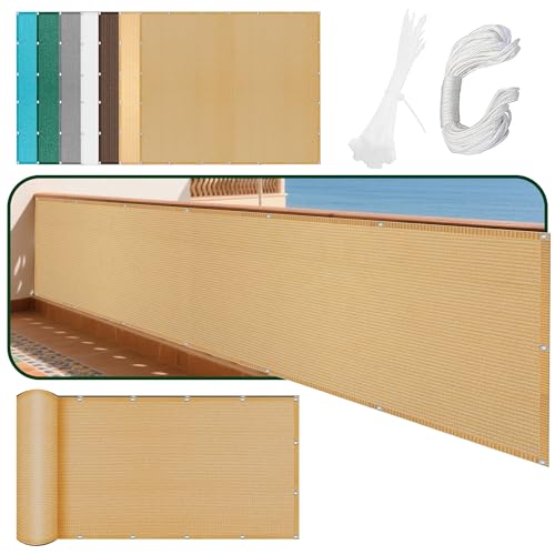 Sonnensegel Rechteckig Atmungsaktiv 680 x 860 cm Rechteckig Atmungsaktiv Sonnenschutz Windschutz Sunsail mit Ösen Und Befestigungsseile für Garten Balkon, Sandgelb von CHUNRONG