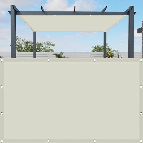 Sonnensegel Wasserdicht 1.8 x 1.8 m Gewebe Wetterbeständig Sonnenschutz Segeltuch Pergola mit Kostenlosem Seil für Terrasse Balkon, cremefarben von CHUNRONG