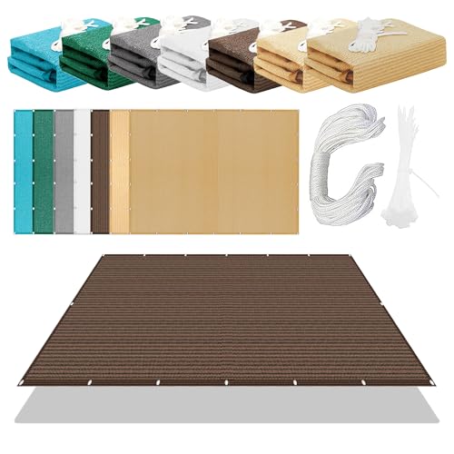 Sonnensegel mit Ösen Nach Maß 589 x 649 cm Rechteckig Atmungsaktiv Sonnenschutz Windschutz Wiederverwendbar Sonnennetz mit Ösen Und Befestigungsseile für Balkon Terrasse, braun Sonnensegel mit Ösen Nach Maß 589 x 649 cm Rechteckig Atmungsaktiv Sonnenschutz Windschutz Wiederverwendbar Sonnennetz mit Ösen Und Befestigungsseile für Balkon Terrasse, braun von CHUNRONG