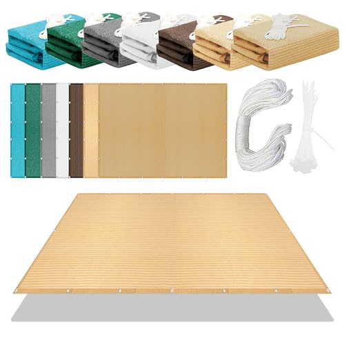 Sonnensegel mit Ösen Nach Maß 590 x 658 cm Rechteckig Atmungsaktiv Sonnenschutz Windschutz Wiederverwendbar Sonnennetz mit Ösen Und Befestigungsseile für Balkon Terrasse, Creme Farben Sonnensegel mit Ösen Nach Maß 590 x 658 cm Rechteckig Atmungsaktiv Sonnenschutz Windschutz Wiederverwendbar Sonnennetz mit Ösen Und Befestigungsseile für Balkon Terrasse, Creme Farben von CHUNRONG