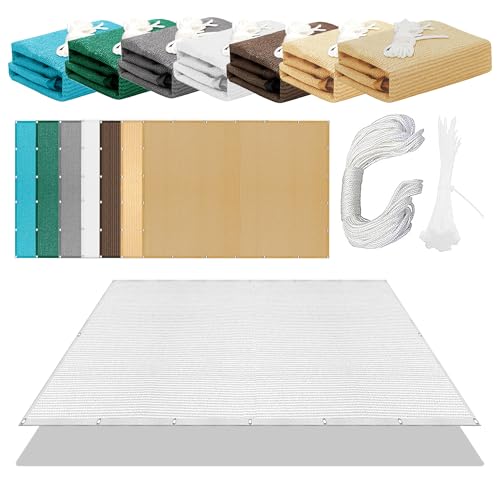 Sonnensegel mit Ösen Nach Maß 599 x 652 cm Rechteckig Atmungsaktiv Sonnenschutz Windschutz Wiederverwendbar Sonnennetz mit Ösen Und Befestigungsseile für Balkon Terrasse, Weiß Sonnensegel mit Ösen Nach Maß 599 x 652 cm Rechteckig Atmungsaktiv Sonnenschutz Windschutz Wiederverwendbar Sonnennetz mit Ösen Und Befestigungsseile für Balkon Terrasse, Weiß von CHUNRONG