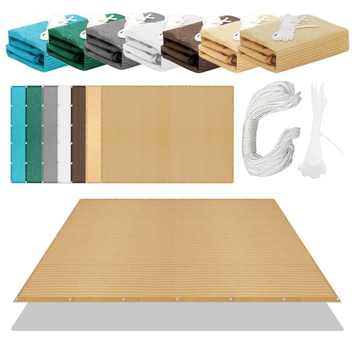 Sonnensegel mit Ösen Nach Maß 606 x 671 cm Rechteckig Atmungsaktiv Sonnenschutz Windschutz Wiederverwendbar Sonnennetz mit Ösen Und Befestigungsseile für Balkon Terrasse, Sandgelb Sonnensegel mit Ösen Nach Maß 606 x 671 cm Rechteckig Atmungsaktiv Sonnenschutz Windschutz Wiederverwendbar Sonnennetz mit Ösen Und Befestigungsseile für Balkon Terrasse, Sandgelb von CHUNRONG