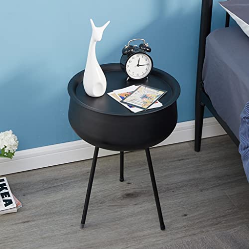 CHUNXVLI Couchtisch für Sofa Runder Kamin mit Stauraum Versteckter Metall-Tisch mit Stauraum Teetisch für Wohnzimmer (A-Schwarz) von CHUNXVLI