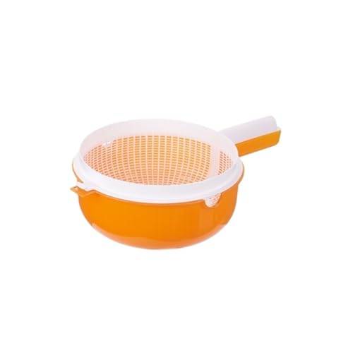 CHUNXVLI Schaumlöffel Küchensieb Abtropfkorb, Selbstentleerendes Obstsieb, Abflusssieb, Küchenutensilien Zum Kochen Frittieren(Orange) von CHUNXVLI