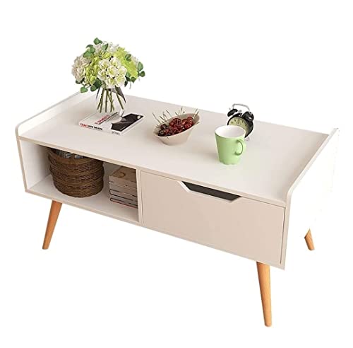 CHUNXVLI Teetisch Wohnzimmertisch Couchtisch mit 1 Schublade und Aufbewahrungsregal Wohnzimmer Rechteckig Sofatisch Massivholz Beistelltisch Teetisch für Home Office Möbel von CHUNXVLI